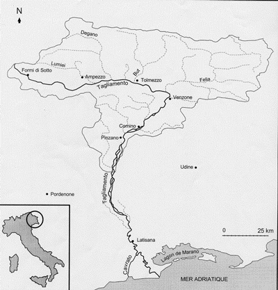 map of the tagliamento riverbasin